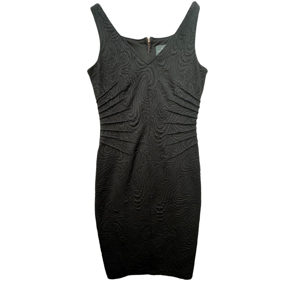 Adrianna Papell Bodycon Evening Dress Womens 6 Black Textured Sleeveless Sheath